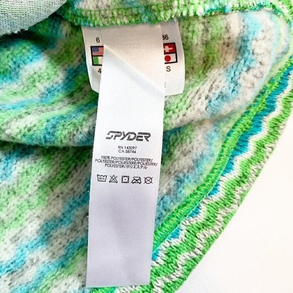Spyder quarter zip green blue horizontal striped long sleeve‎ pullover mock neck - Picture 6 of 11